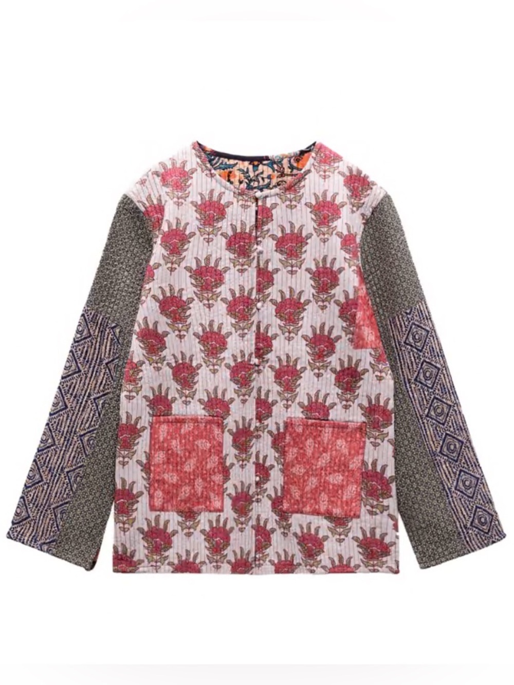 Zara Multicolour Pinted Quilted Patchwork Jacket.